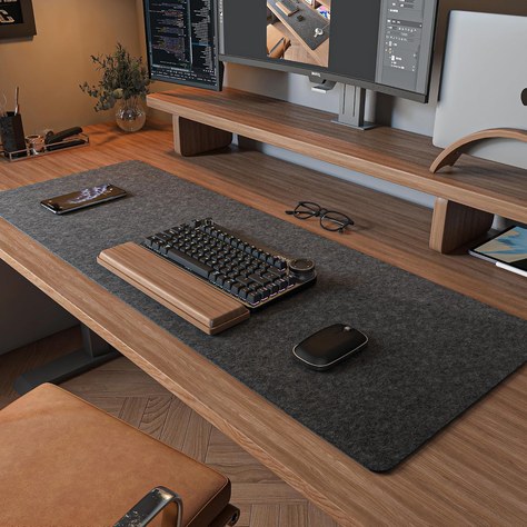 DAWNTREES Felt Desk Mat, Dark Gray, 36 x 12 inches