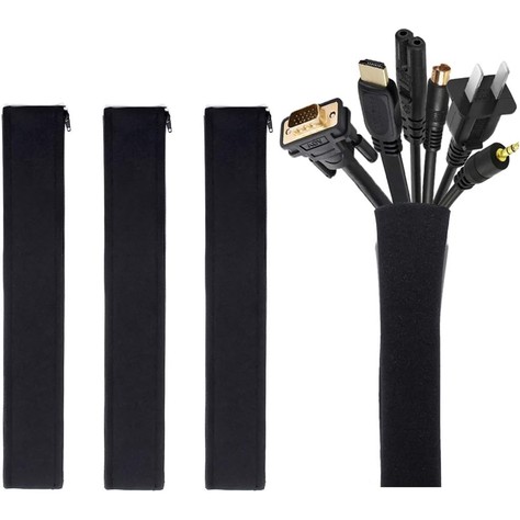 JOTO black neoprene zip-up cable management sleeves, four 20-inch sleeves