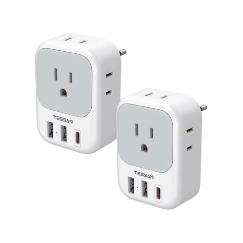 TESSAN European Travel Plug Adapter 2-Pack Type C